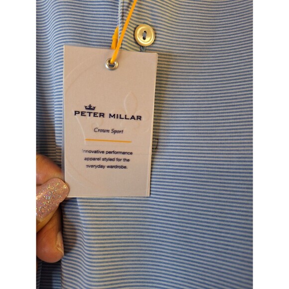 Peter Millar Blue Striped Polo Shirt - Picture 5 of 8